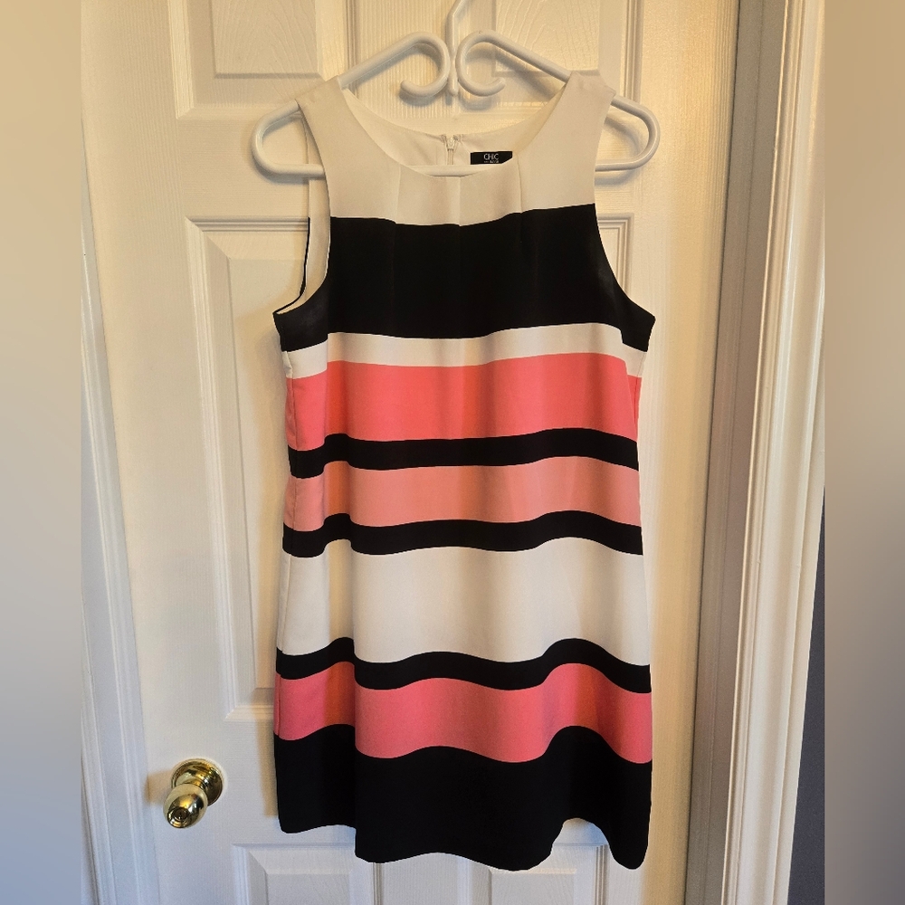 Jacob Black and Pink Ribbed Sleeveless Dress